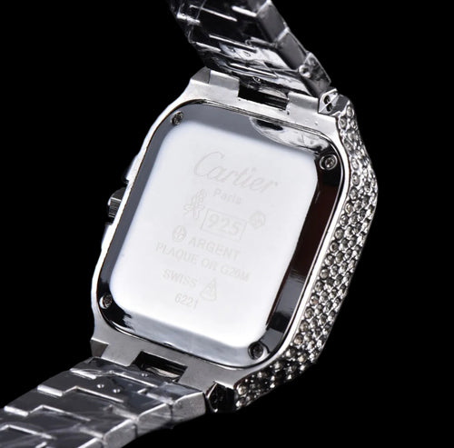 VVS LUXE Black and silver iced out watch