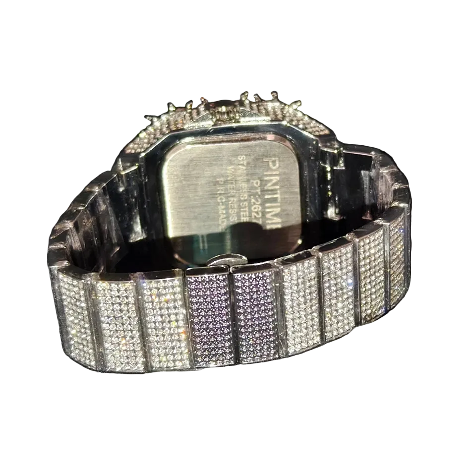 VVS Luxe Crown Bezels Square Mossinte Watch