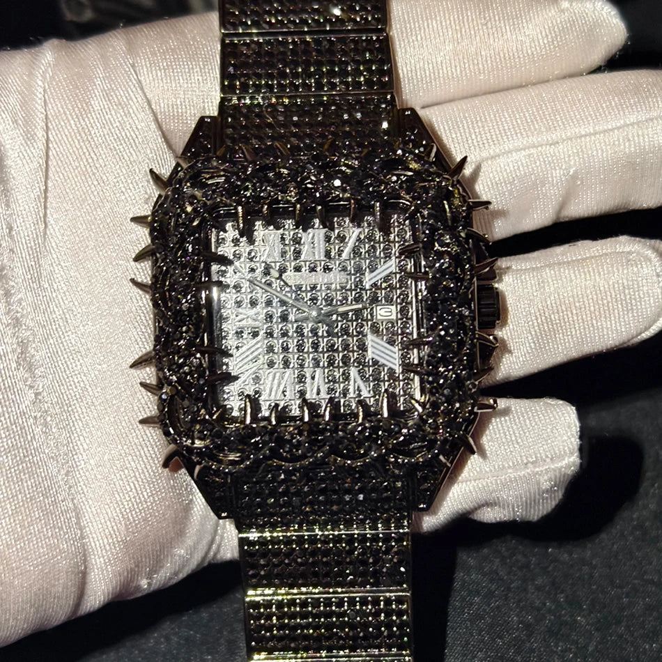 VVS Luxe Crown Bezels Square Mossinte Watch