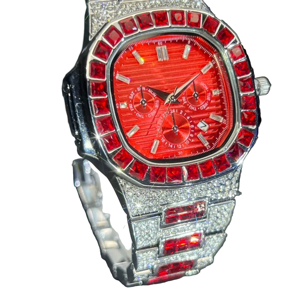 VVS luxe Red Ruby Luxury mosssinte watch