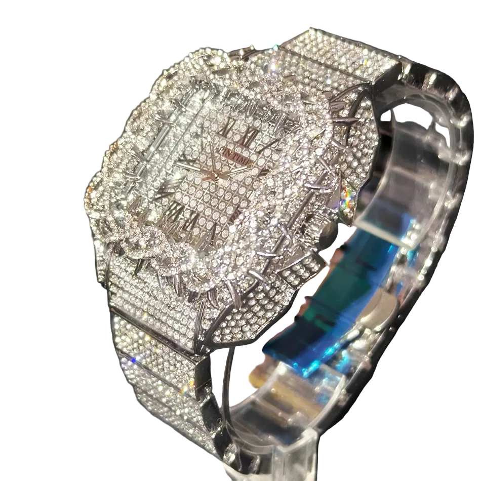 VVS Luxe Crown Bezels Square Mossinte Watch