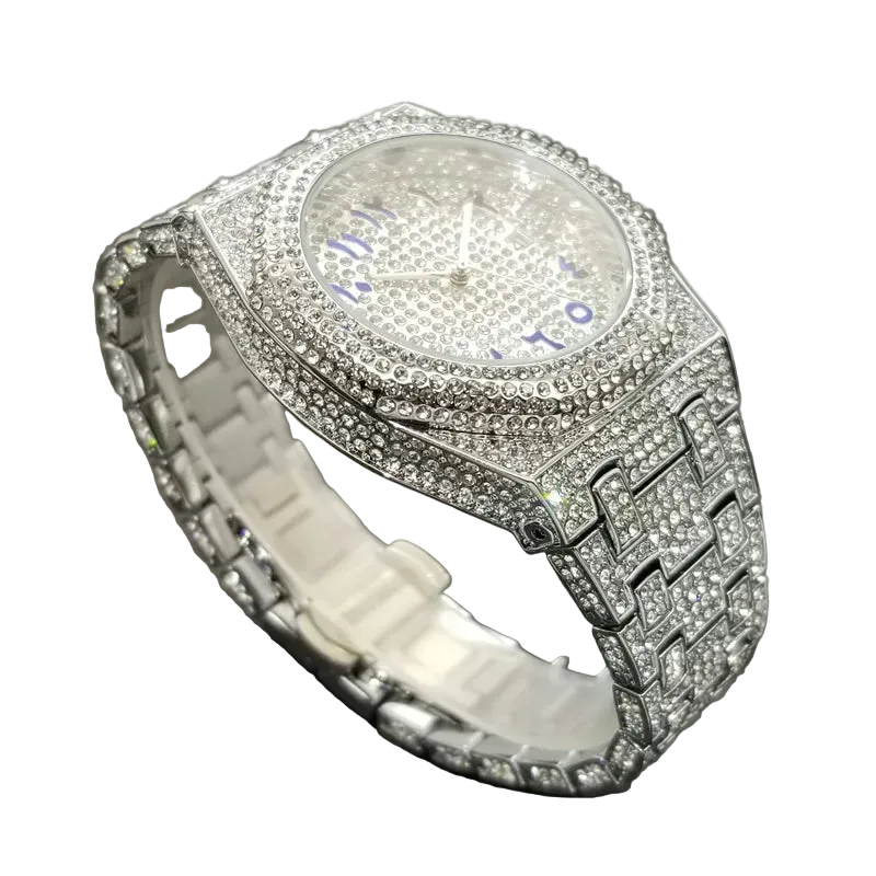 VVS Luxe Arabic Numerals Iced Diamond Luxury Watch