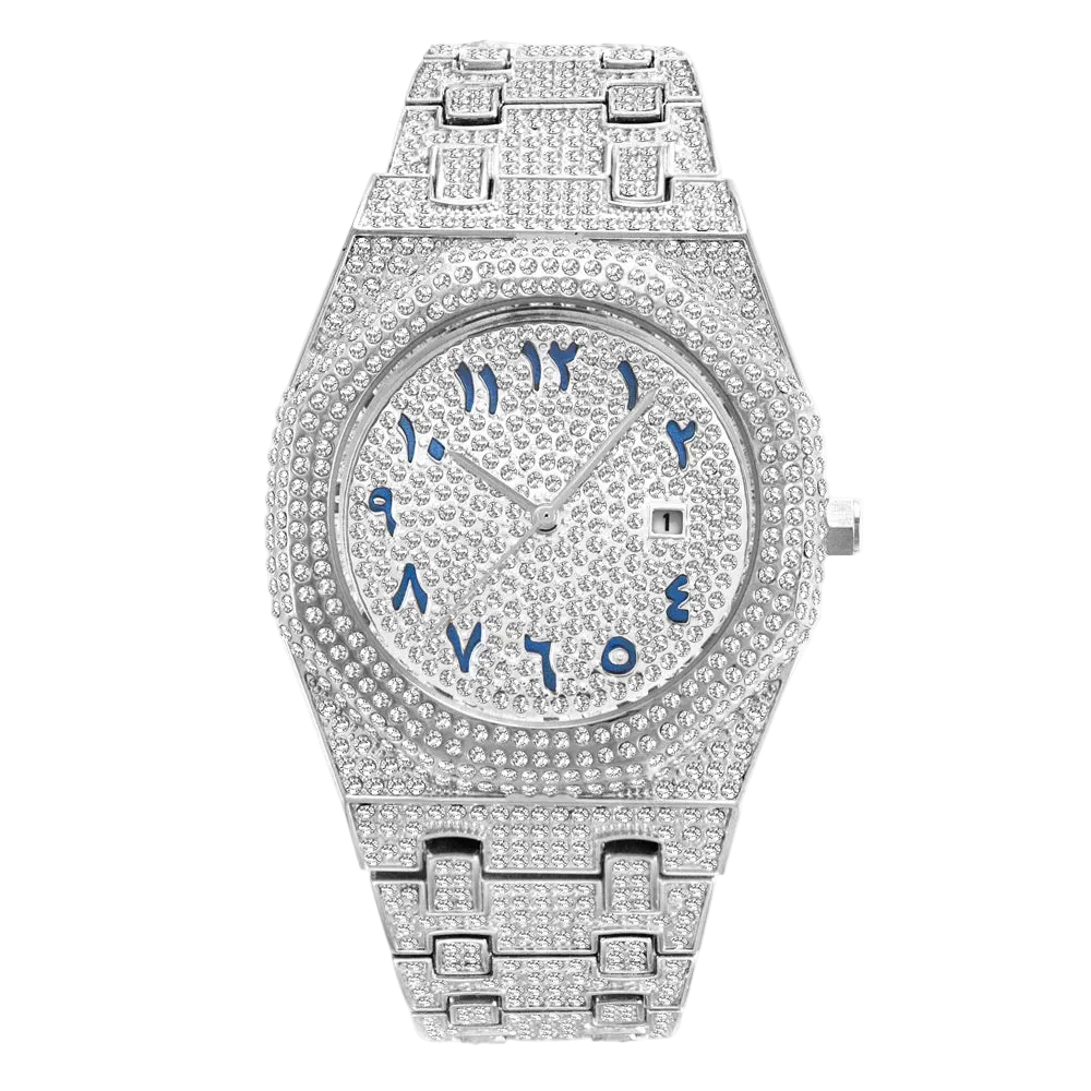 VVS Luxe Arabic Numerals Iced Diamond Luxury Watch