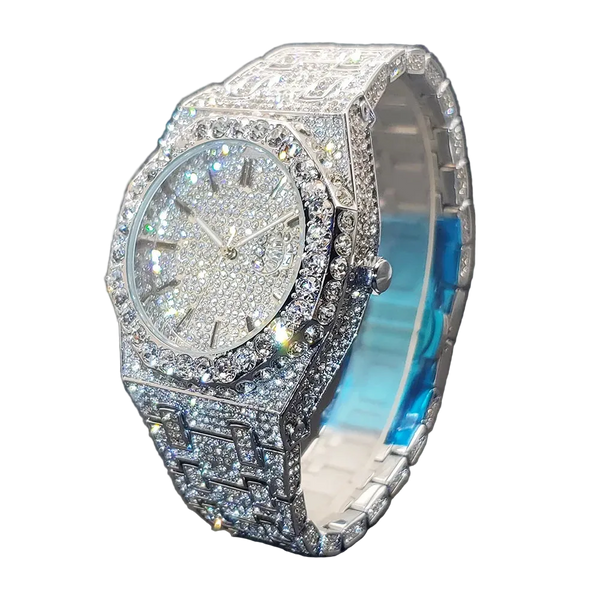 Bold Octagonal Zircon Luxury Timepiece