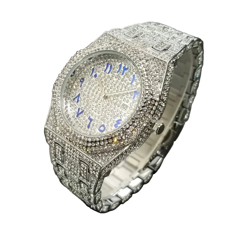 VVS Luxe Arabic Numerals Iced Diamond Luxury Watch